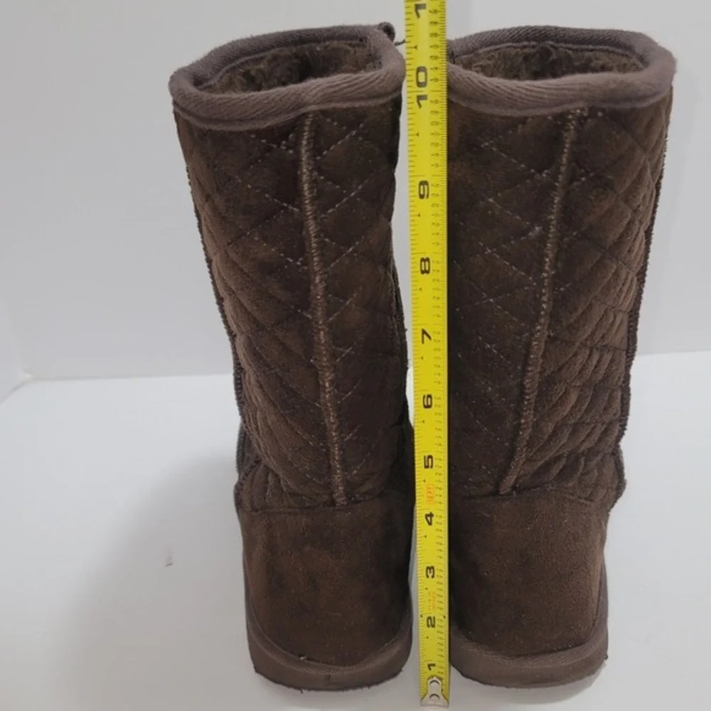 Hot Cakes Brown Quilted Winter Boots 8 Faux Suede Warm Lining Cozy Cabincore Y2K
